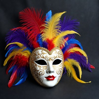 Feathered Venetian Carnival Mask