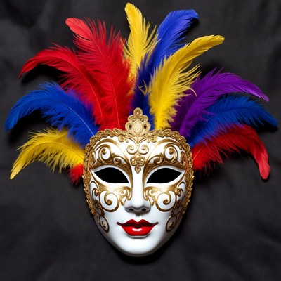 Colorful Feathered Carnival Mask