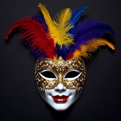 Colorful Feathered Venetian Masquerade Mask