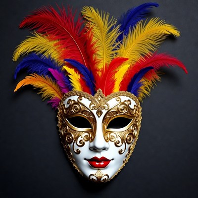 Colorful Feathered Carnival Mask