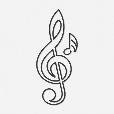 Line Art Treble Clef with Music Note