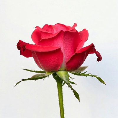 Red Rose on White Background