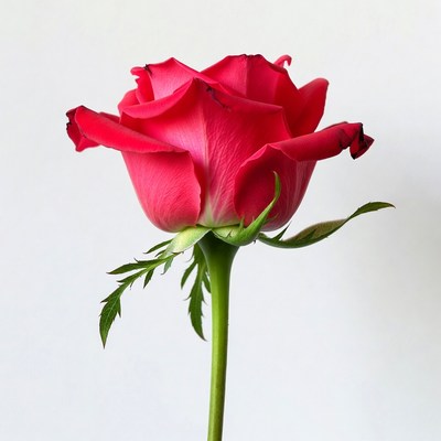 Red Rose on White Background