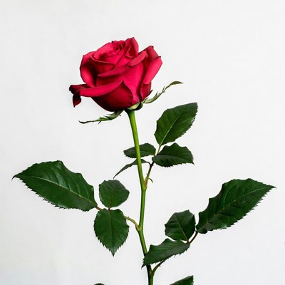 Red Rose on White Background