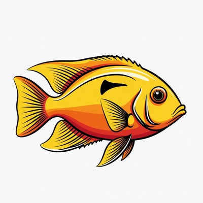 Bright Yellow Angelfish Illustration