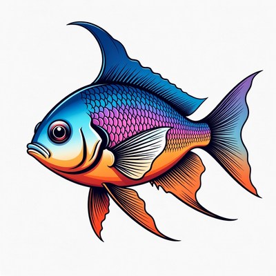 Colorful Vibrant Angelfish Illustration