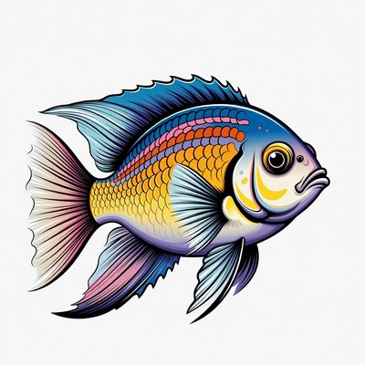 Colorful Vibrant Angelfish Illustration