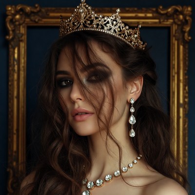 Woman wearing golden crown