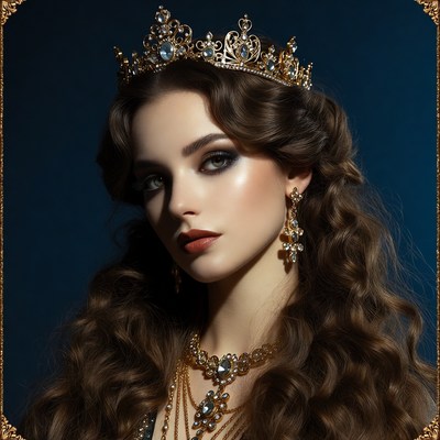 Beautiful woman wearing golden crown