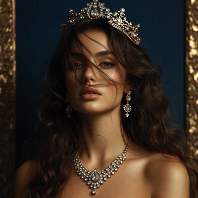 Woman wearing jeweled crown