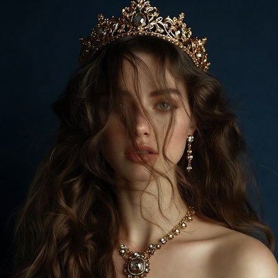 Woman wearing golden crown