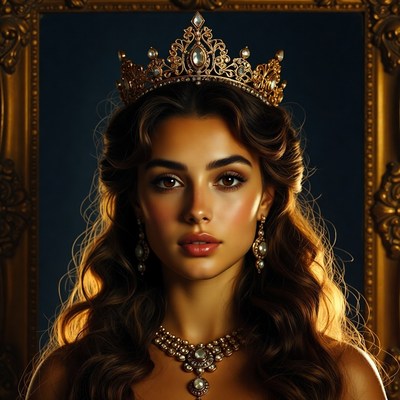 Beautiful woman wearing golden crown