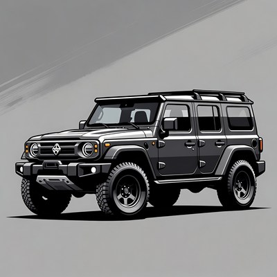 Black Jeep Wrangler Illustration