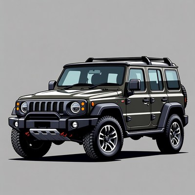 Gray Jeep Wrangler Illustration