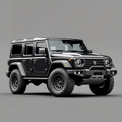 Black Jeep Gladiator on Gray Background