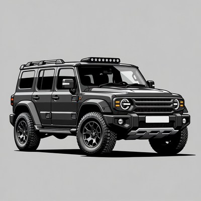 Black Jeep Wrangler Illustration