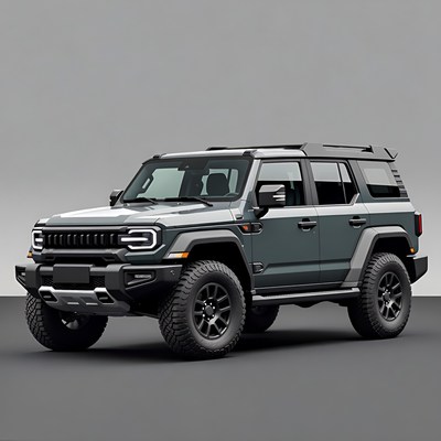 Gray SUV on gray background