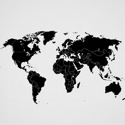 Black World Map Outline