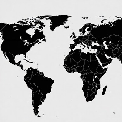 Black and White World Map