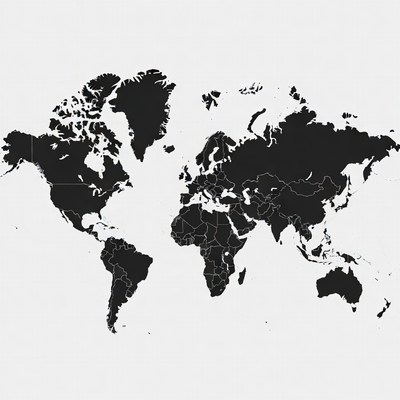 Black World Map Outline