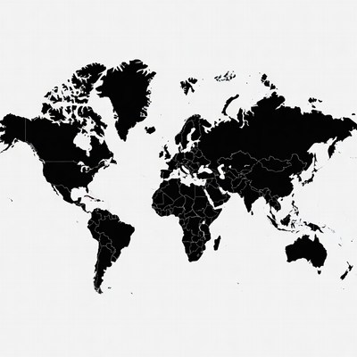 Black World Map Outline