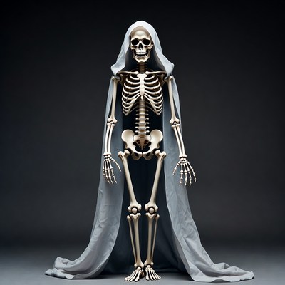 Skeleton in hooded cloak