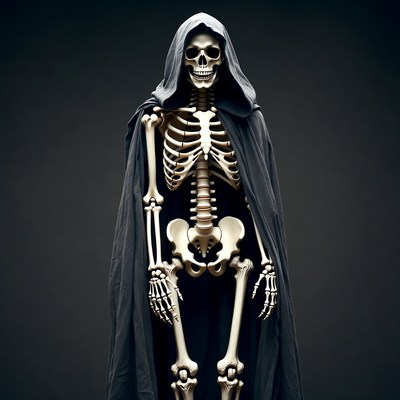 Skeleton in hooded cloak