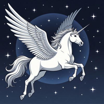 Flying Winged Unicorn Illustration