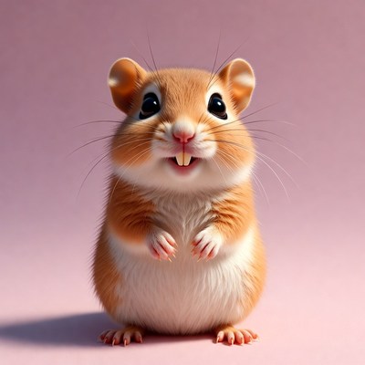 Cute hamster smiling on pink background