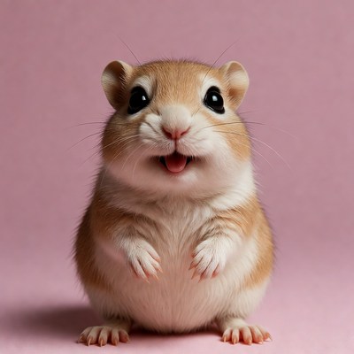 Cute hamster smiling on pink background