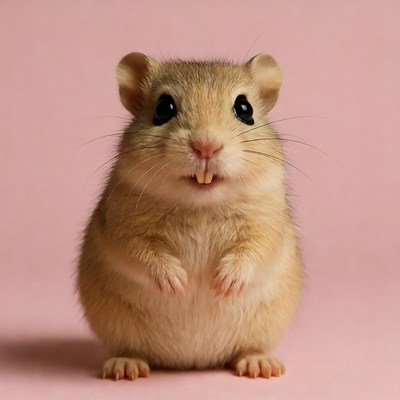 Cute gerbil on pink background
