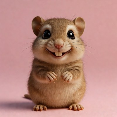 Cute smiling chipmunk on pink background