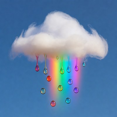 Rainbow Colored Raindrops from Cloud