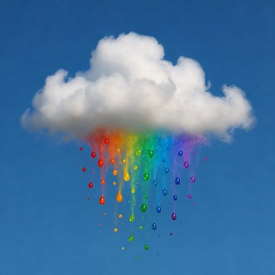 Rainbow Cloud Raining Colors