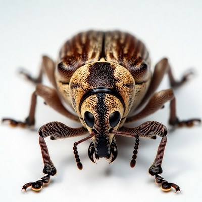 Closeup of striped brown weevil