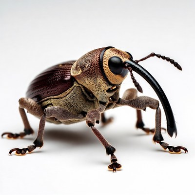 Brown weevil with long snout