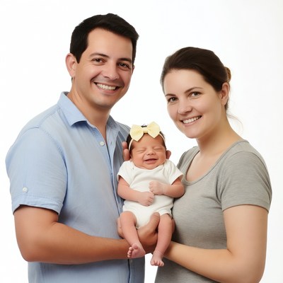 Family holding newborn baby