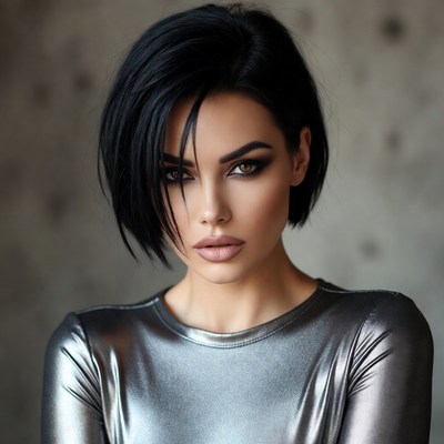 Woman with short black hair