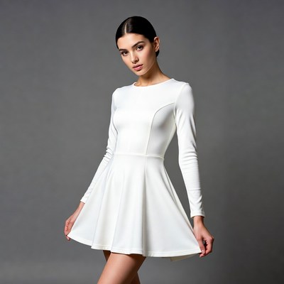 Woman in white long-sleeve dress
