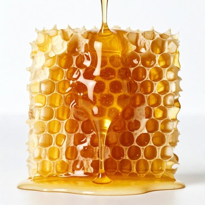 Honey Dripping from Honeycomb