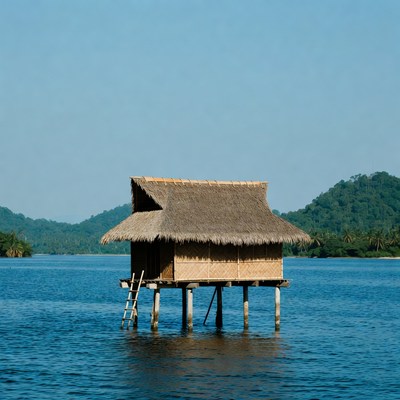 Stilt House on Tropical Lake