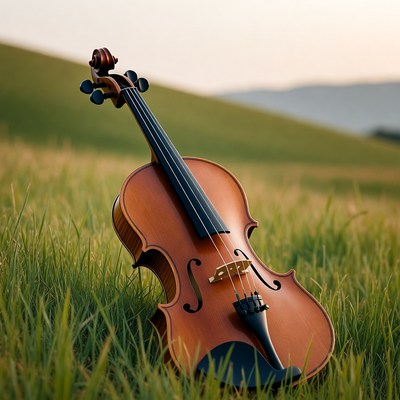 Violin on green grass field