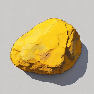 Yellow rock on gray background