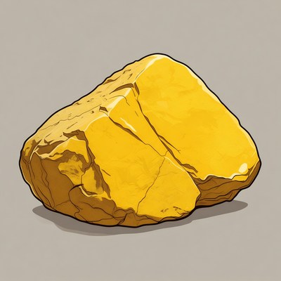 Yellow Rock on Gray Background