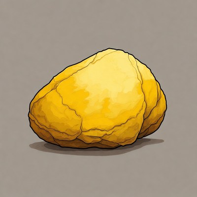 Yellow Rock on Gray Background