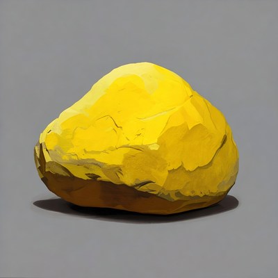 Yellow Rock on Gray Background