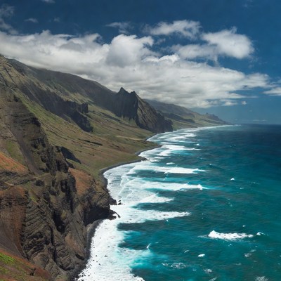 Dramatic Coastal Cliffs and Ocean Waves