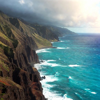 Dramatic Cliffs Over Turquoise Ocean
