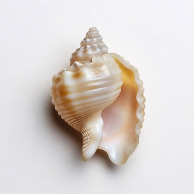 Open seashell on white background