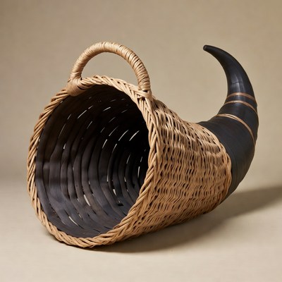 Wicker Cornucopia Basket